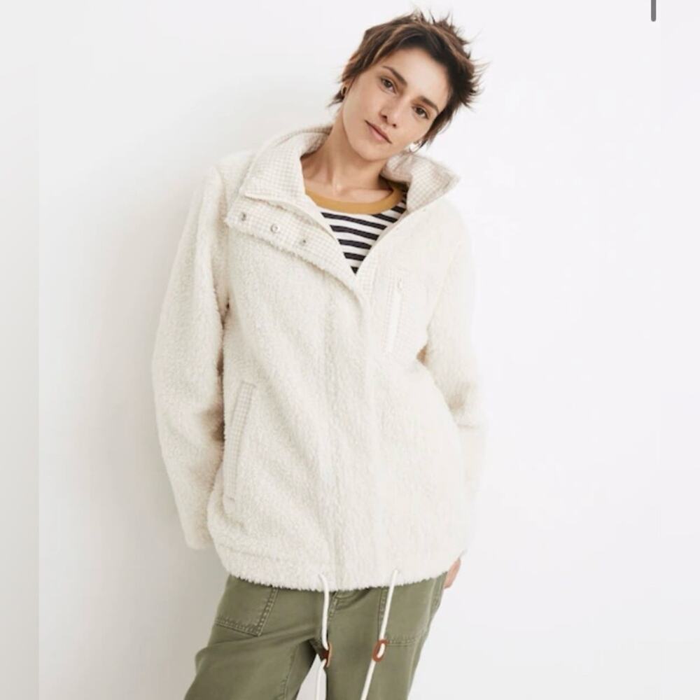 Madewell (Re)sourced Sherpa Zip Jacket in  Antique Cream- NWT